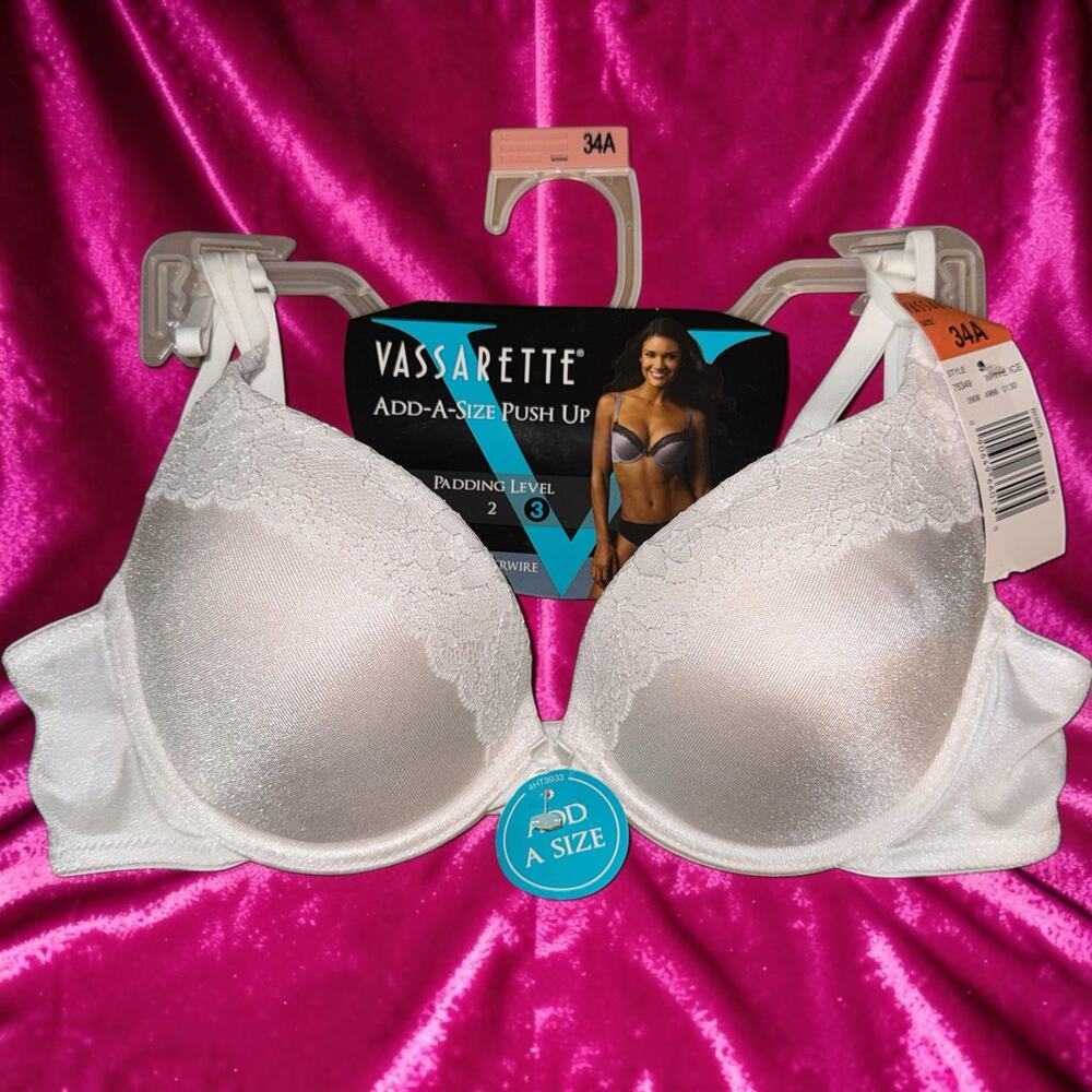 VASSARETTE Women's Add A Size Push Up Bra 75349, White Ice, 34A New with Tag